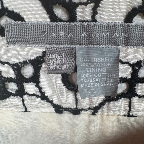 ZARA WOMAN Unconventional Lace Circle A-Line Midi Skirt Size Large Pocket Preppy - Picture 6 of 7